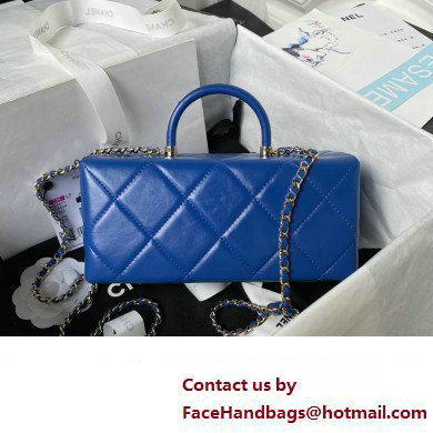 Chanel Quilted Shiny Calfskin  &  Gold-Tone Metal box Bag AS4471 Blue 2023